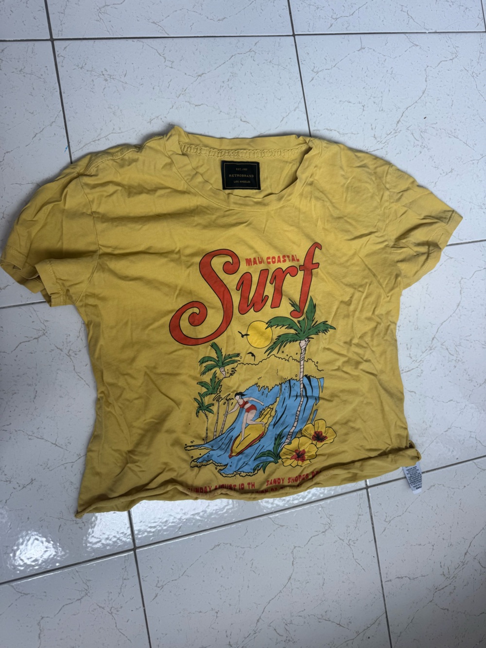 Free People Surf Graphic Tee in Mustard Yellow